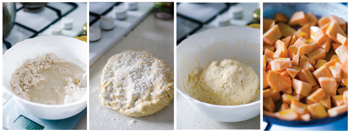 We knead and prepare the filling for the salty Neapolitan.