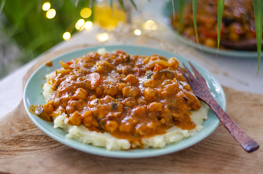 Curry de garbanzos con puré de patata | Mis Recetas Veganas (fácil)